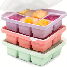 3er-Set Eiswürfelformen XL, Silikonformen mit abnehmbaren Deckeln und leicht zu lösender Oberfläche, geeignet für Gefrierschrank, Babynahrung,