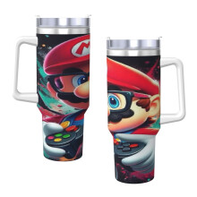 Mario 40oz H2.0 Edelstahl-Vakuumisolierter Becher mit Deckel und Strohhalm für Wasser, Eistee, Kaffee oder Smoothies