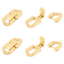 Conjunto de 4 fechos dobráveis de aço inoxidável de 19 mm, extensor de joias oval dourado e fecho de extensão para confecção de pulseiras.