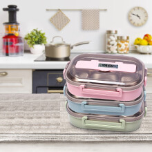 Marmita portátil Maxiaoxia com quatro compartimentos herméticos para manter os alimentos frescos, grande capacidade e com divisórias.