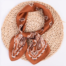 Écharpe Hamky pour femme, écharpe en soie, écharpe carrée en satin imprimé fleurs de noix de cajou, idéale pour le printemps et l'été,