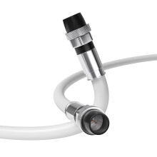 75 voet (ca. 23 meter), witte RG6 coaxkabel met rubberen beschermkap - weerbestendige connectoren voor binnen- en buitengebruik, F81 / RF, digitaal