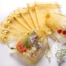 100 Stück goldene, transparente Geschenktüten aus festem Gaze, 10 x 12 cm, geeignet für Süßigkeiten, Schmuck und Hochzeitsfeiern