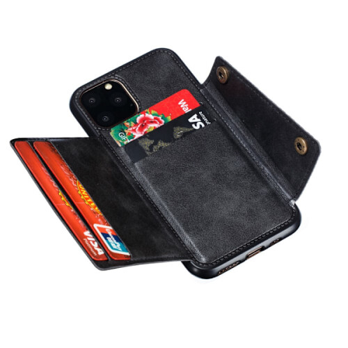 Capa carteira compatível com iPhone 11 Pro, preta. 1
