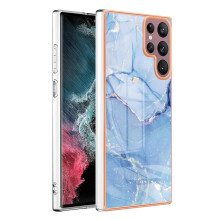 Capa para Samsung Galaxy S22 Ultra 5G, em TPU, silicone resistente a impactos e com estampa de mármore.