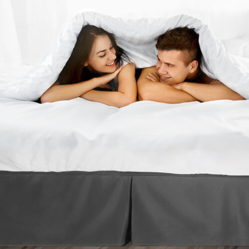 Jupe de lit Bare Home, en microfibre plissée, retombée de 38 cm, format Queen, grise 2
