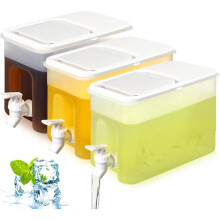 Dispensador de bebidas de 3,8 litros para geladeira com torneira, dispensador de bebidas de plástico para festas e uso diário, quente e frio, 3