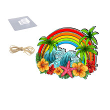 Placa de boas-vindas de madeira para porta de casa, estilo verão, com cordão (BA)
