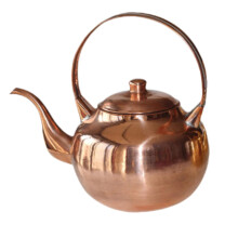 LOVIVER Kaffeekanne aus Kupfer, 1,2 l, mit Griff, Kung-Fu-Teekanne, Retro-Teekanne aus Kupfer, Wasserkocher für Induktions-/Gasherde, Gold