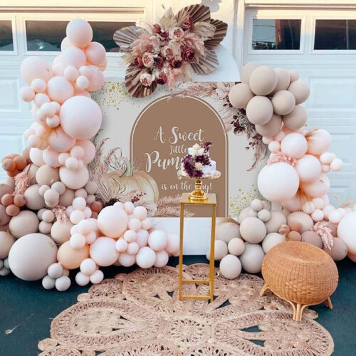 Φθινοπωρινό σκηνικό baby shower με κολοκύθα και μποέμ λουλούδια, διακοσμήσεις πάρτι 1