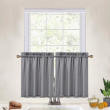 Cortina de cozinha Haperlare, 76 cm de largura x 61 cm de comprimento, com textura waffle e filtragem de luz, ideal para banheiros e cafés, na cor
