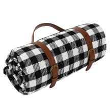 Lksixu Picknickfilt för utomhusbruk 137 x 190 cm Buffalo Grid, Vattentät Oxfordduk i 3 lager, Vikbar Lätt Campingmatta med Bärrem, Sandfri
