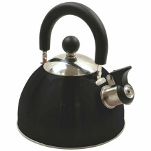 Chaleira elétrica de aço inoxidável com apito, 2,5 qt/2,37 l, para fogão, preta.
