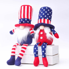 Wzzjkit 4th of July Patriotic Gnomes Decorations - Hand-made Memorial Day Gift, Red White Blue Gnomes for Home Office Party, Indoor Decor
