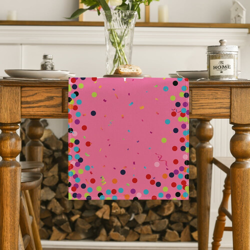 Sm: )e Happy Birthday Polka Dot Pink Table Runner 13x60Inch 1