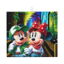 Tapis égouttoir à vaisselle Mickey Mouse pour plan de travail, en microfibre, à absorption rapide.
