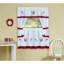 Achim Gala Embellished Cottage Window Set, Red