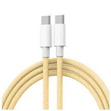 USB Typ C snabbladdningskabel, PD60W flätad, 2m, kompatibel med iPhone15, Android, Samsung, Huawei, Gul