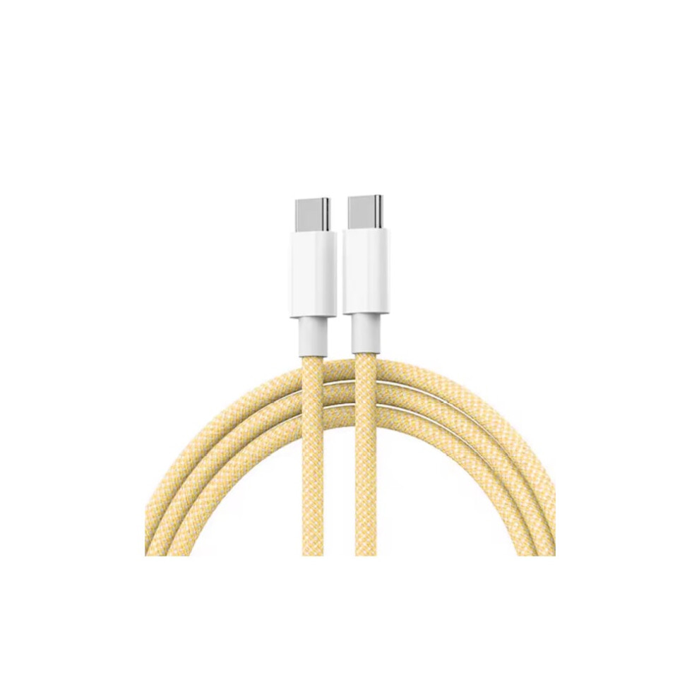 Usb Type C Fast Charging Cable, Pd 60W Braided, 2M, Compatible With Iphone 15, Android, Samsung, Huawei, Yellow 9164030042353