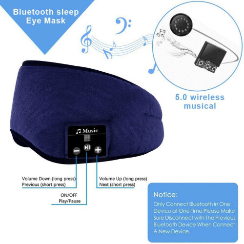 Ακουστικά ύπνου3D Bluetooth5.0, στήριγμα κεφαλής, ασύρματη μάσκα ύπνου με ακύρωση 2