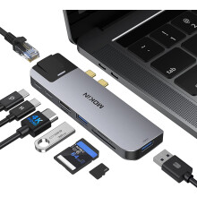 USB-C-Multiport-Adapter-Hub für Mac Pro/Air mit 4K-HDMI-Anschluss, Gigabit-Ethernet, 2 USB-Anschlüssen und TF/SD-Kartensteckplatz