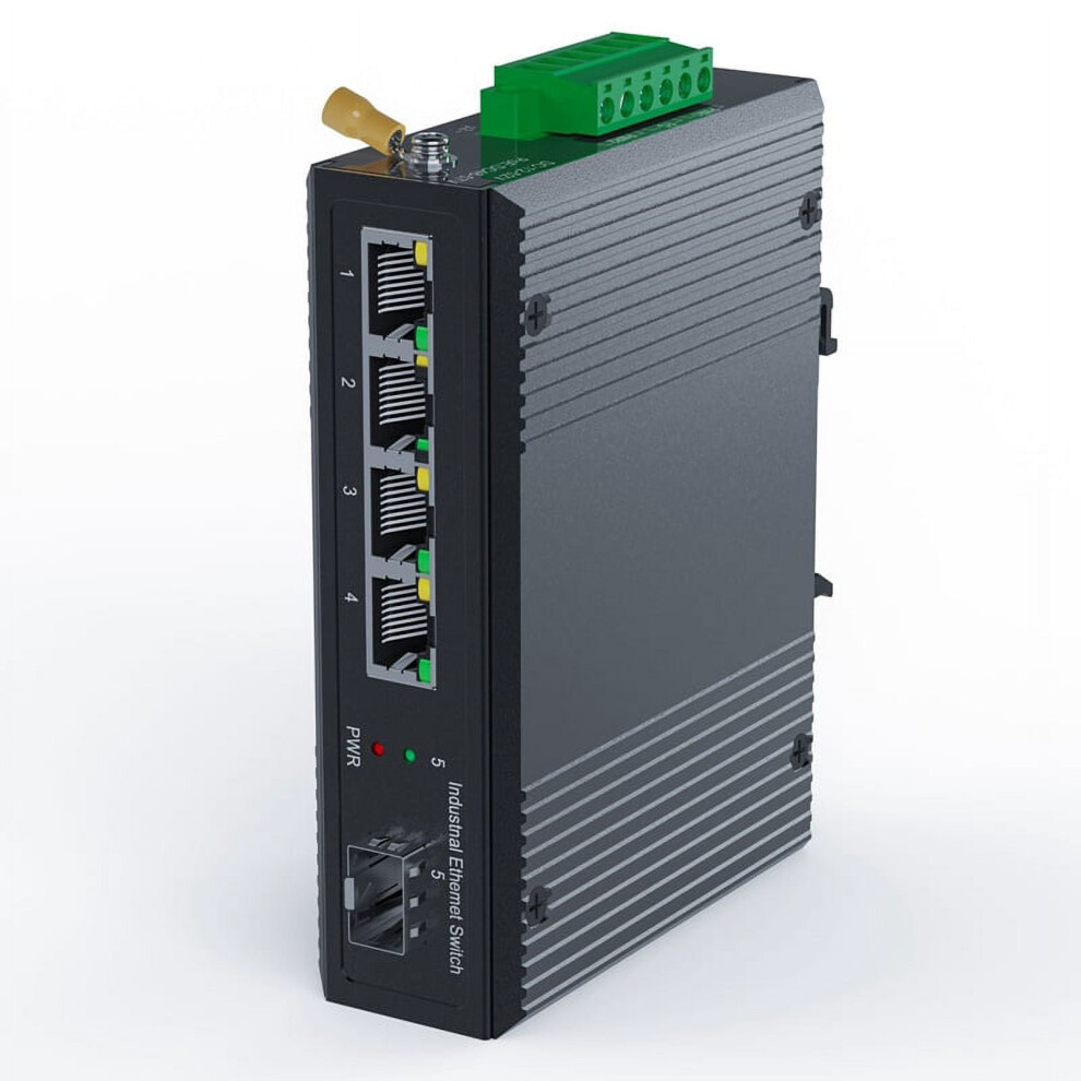 5 Port Industrial Poe Gigabit Din Rail Ethernet Switch, 4 Port Switch With Sfp 10/100/1000Mbps Ip40 Unmanaged 48V Output 9464372915378