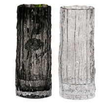 Conjunto de 2 Vasos de Vidro Transparentes Estilo Glaciar para Arranjo de Flores, Decoração de Sala de Estar e Mesa de Jantar com Rosas.