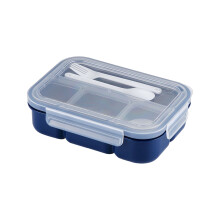 Lancheira Lucky Bento Box com 4 compartimentos para preparar refeições, ideal para adultos e crianças. Reutilizável e empilhável, perfeita para