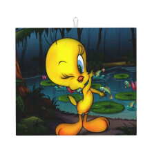 Tweety Bird Geschirrtrockenmatte XL, 40 x 45 cm, saugfähige Mikrofasermatte für Geschirr, Besteck, Töpfe und Pfannen