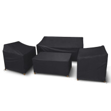 Set van 4 hoezen voor rotan/rieten tuinstoelen, gemaakt van 600D, waterafstotende, duurzame stof (zwart)