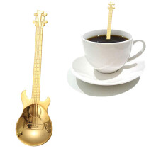 Cuchara de café o té con forma de guitarra, de acero inoxidable y colorida, para postres.