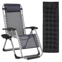 Zero Gravity Lounge Chair with Removable Cushion Folding Indoor Recliner for Patio Garden Home Office, Blue