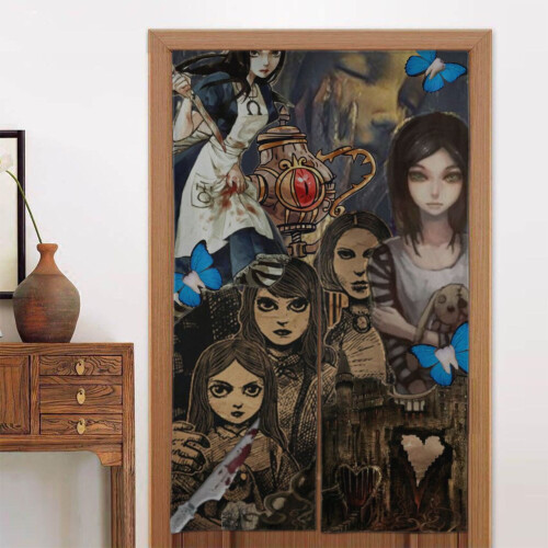 Κουρτίνα πόρτας Alice Madness Returns, 34" Π x 56" Μ, Κουρτίνα απορρήτου με μοτίβο και σχέδιο,