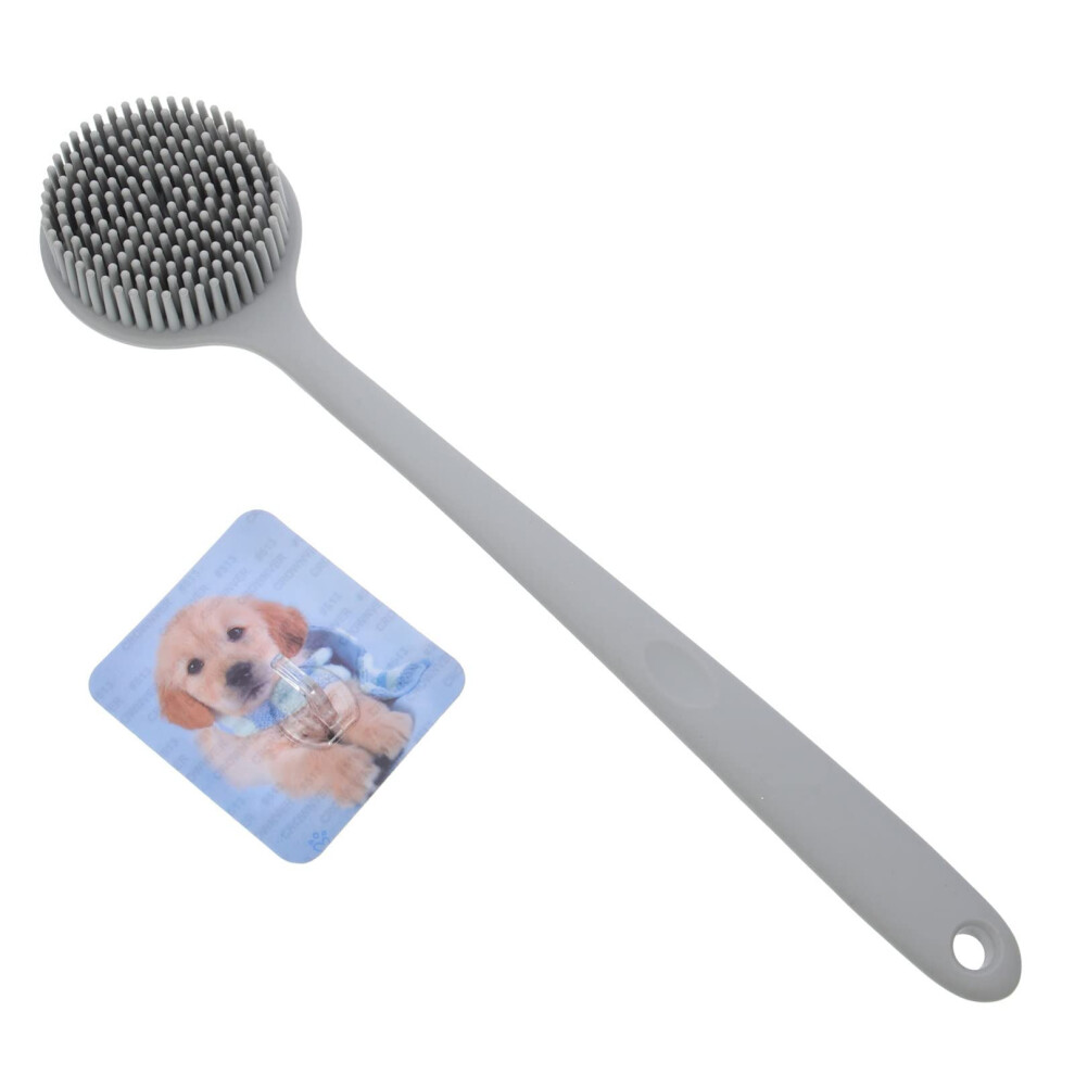 Silicone Back Scrubber with Long Ergonomic Handle, Gentle Exfoliating Shower Brush for Easy Reach