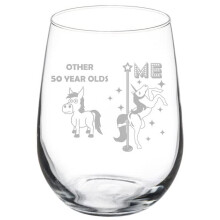 Taça de Vinho Unicórnio Superestrela de 50 Anos - Aniversário de 50 Anos (Sem Haste)