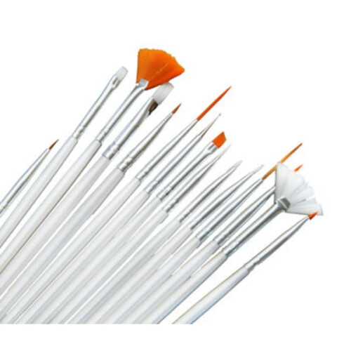 15 pinceaux blancs pour nail art