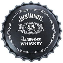 Dekorative Flaschendeckel-Metallschilder „Whiskey Bar Jacks“ – Café-, Bierbar- und Wanddekoration, flach, 35 cm (13,8 Zoll), Vintage-Stil