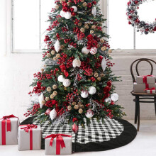 47 inch kerstboomrok zwart-wit geruit buffel dubbel geruit decoratie feestmat kerstornament