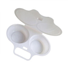 Microwave Egg Maker with 2 Cavity, Kitchen Essentials Food Grade Cooking Ware, Microwaveable and Easy to Cook Plastics Steamed Egg Mold