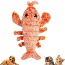 Qtmnekly Floppy Lobster hračky pro psy Plyšová skákající humr interaktivní hračka aktivovaná pohybem pohyblivá hračka pro domácí