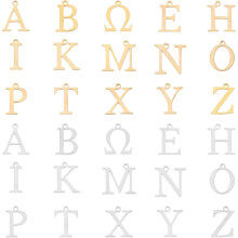 15 stylů 2 barvy Kovové přívěsky s písmeny 304 z nerezové oceli Přívěsky a přívěsky s řeckou abecedou na náramky, náhrdelníky a