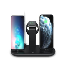 7-in-1 oplader, compatibel met iWatch, compatibel met iPhone, compatibel met AirPods, draadloos dockingstation, iPen, zwart, 250x104x56mm