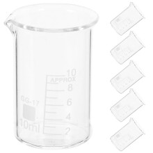 Juego de 6 vasos de precipitados pequeños de vidrio de 10 ml para laboratorio, equipo experimental, herramienta de laboratorio de química, vasos