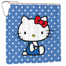 Cortinas de ducha de tela lavables e impermeables Hello Kitty para baño con 12 ganchos, 72" de ancho x 72" de largo (estilo L)