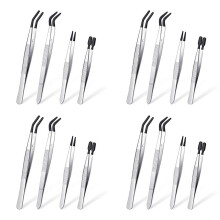16-teiliges Pinzettenset mit Gummispitzen, PVC-beschichtete Pinzette, Pinzette mit feiner Gummispitze, Pinzette mit flacher Gummispitze