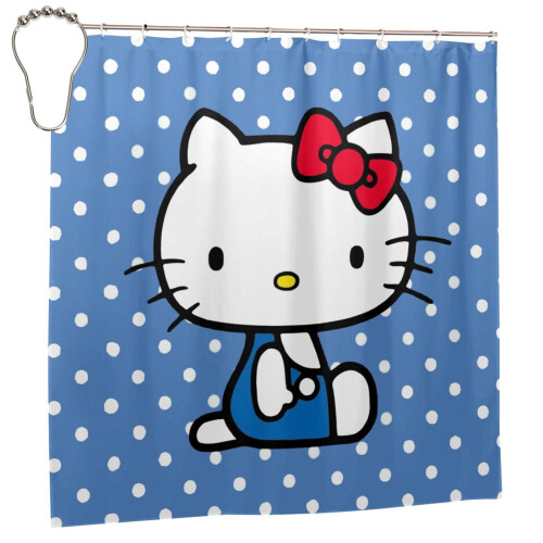 Hello Kitty Αδιάβροχες πλενόμενες υφασμάτινες κουρτίνες μπάνιου με 12 γάντζους, 72" Π x 72" 1