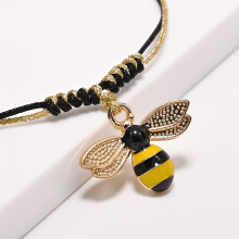 Charming Adjustable Bee Charm Bracelet - Cute Cartoon Style, Perfect Gift for Couples & Best Friends