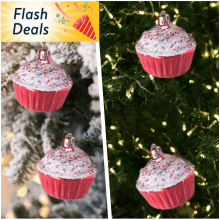 Kerstboomdecoratieset, hangende ornamenten in de vorm van een ster, lolly of cupcake, onbreekbaar met koord, geschikt voor kerstdecoratie binnenshuis.