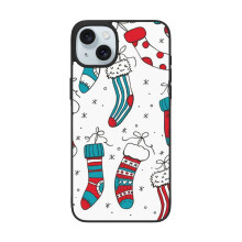 Julestrømper kompatibelt med iPhone 15, stødsikkert telefoncover med PC + TPU til dobbeltkamera kompatibelt med iPhone 15Plus