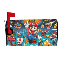 Cartoon Super Mario Magnetic Mailbox Cover 25.5x21 in, Winter Christmas Dust-Proof Protection for Home Decor
